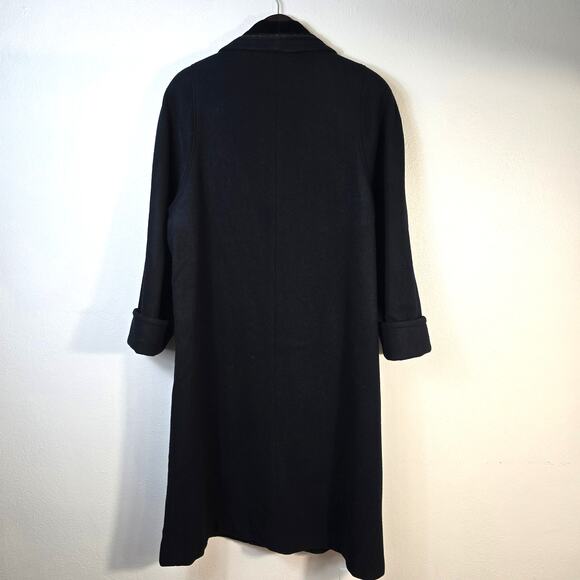 Vintage JOFELD Coat Women's 14 Black Wool Velvet Embellished Collar Long 80s 90s - Picture 2 of 14